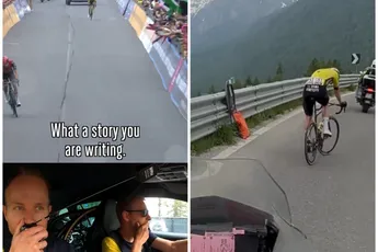 🎥 'Wat een verhaal schrijf je hier'; schitterende beelden vanuit Visma-ploegwagen, inclusief kapotgereden Van Aert