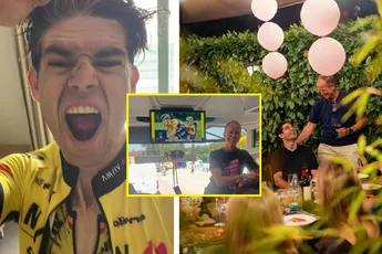 Wout van Aert en Visma | Lease a Bike delen behind the scenes-content van knotsgek Giro-slot