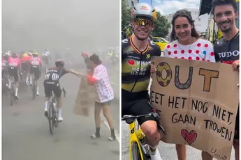 'Alaf, geef dat bord terug!'; Alaphilippe verscheurt bordje Van Aert-fan, Belg reageert op hilarische wijze