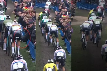 🎥 Mathieu van der Poel komt (bewust of onbewust?) in aanraking met toeschouwer in Loenhout en kijkt om