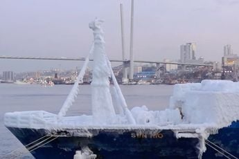 Diepgevroren auto's afgeleverd in Vladivostok 