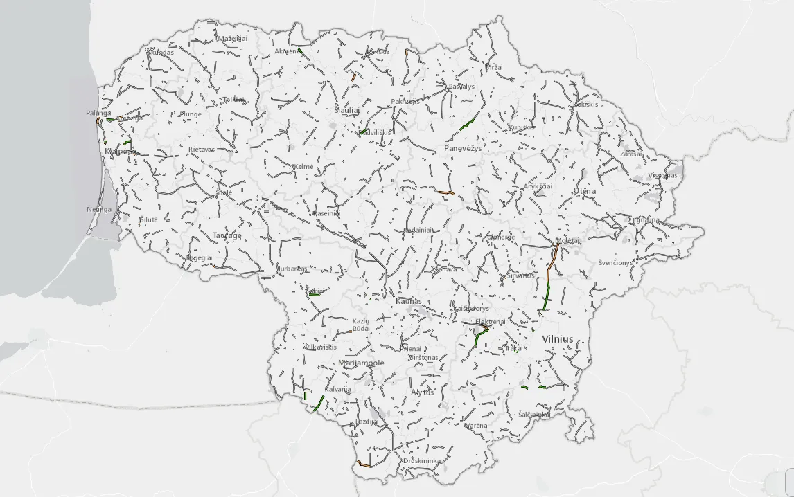 „Via Lietuva“ sukūrė žemėlapį, kuris leidžia įvertinti realią šalies kelių ir tiltų būklę