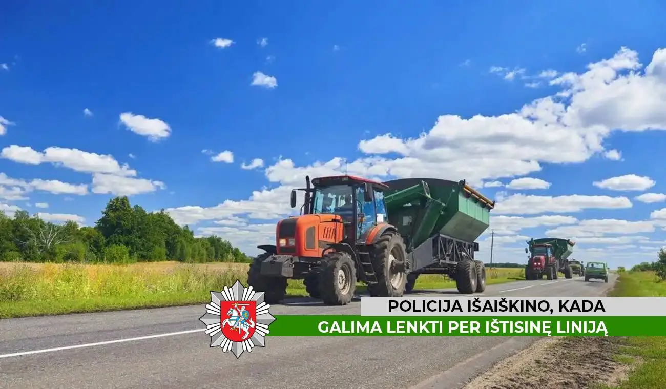 Policija išaiškino, kada galima lenkti per ištisinę liniją