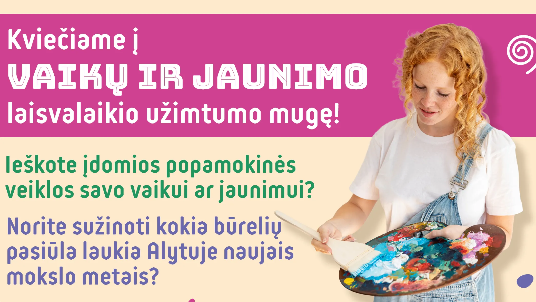 Svarstote, kokius būrelius norėtų išbandyti Jūsų vaikas? Alytuje vyks „Vaikų ir jaunimo laisvalaikio užimtumo mugė“