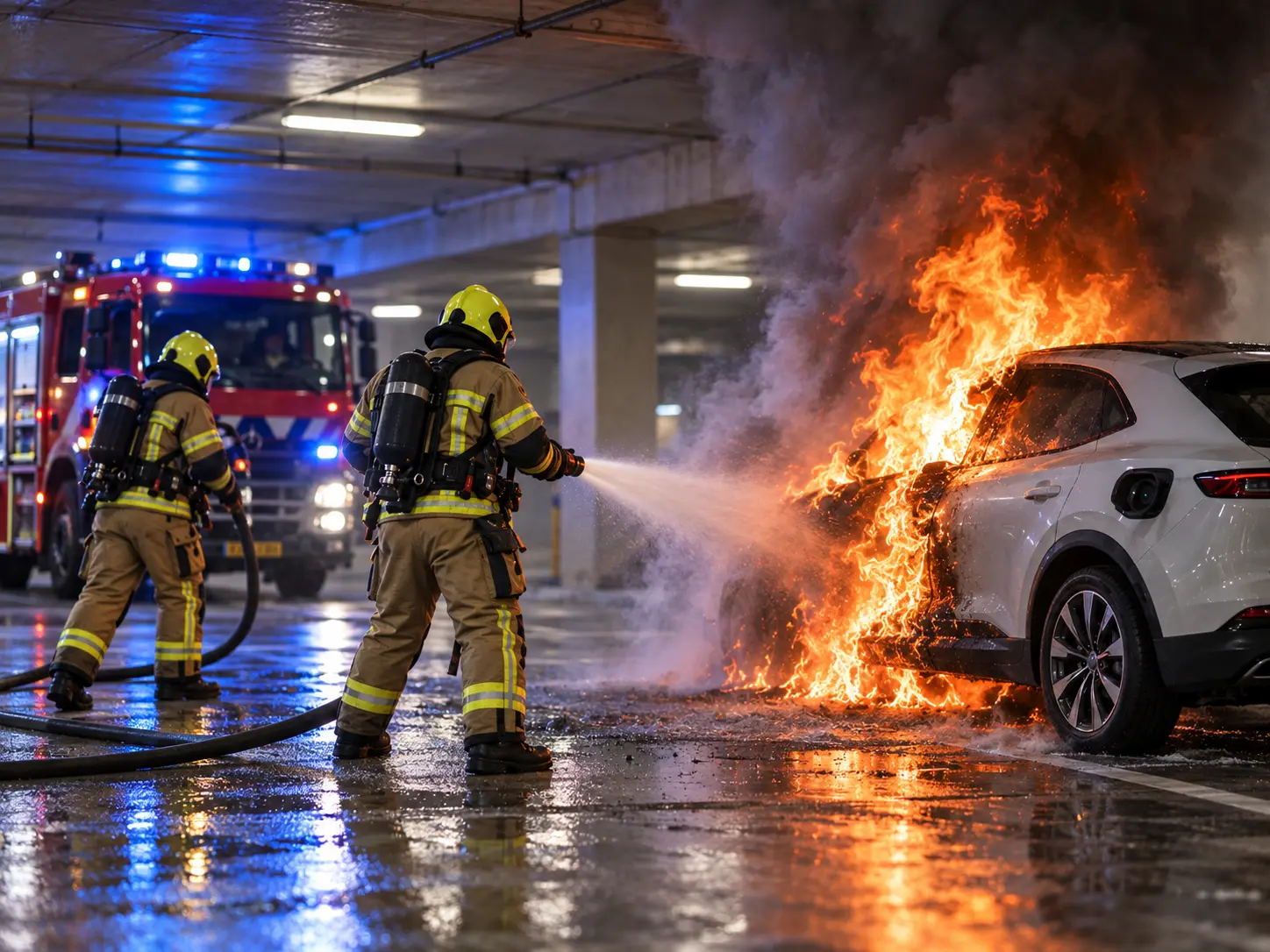 illustratie brand elektrische auto