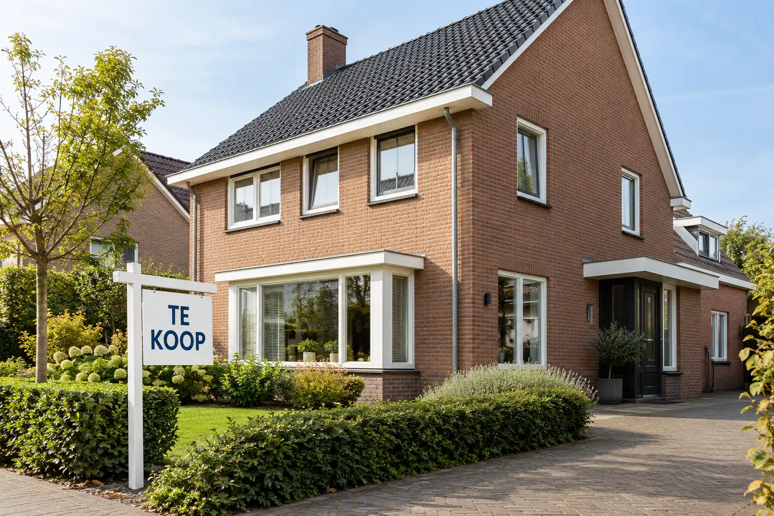 Bakstenen woning met te koop-bord-1