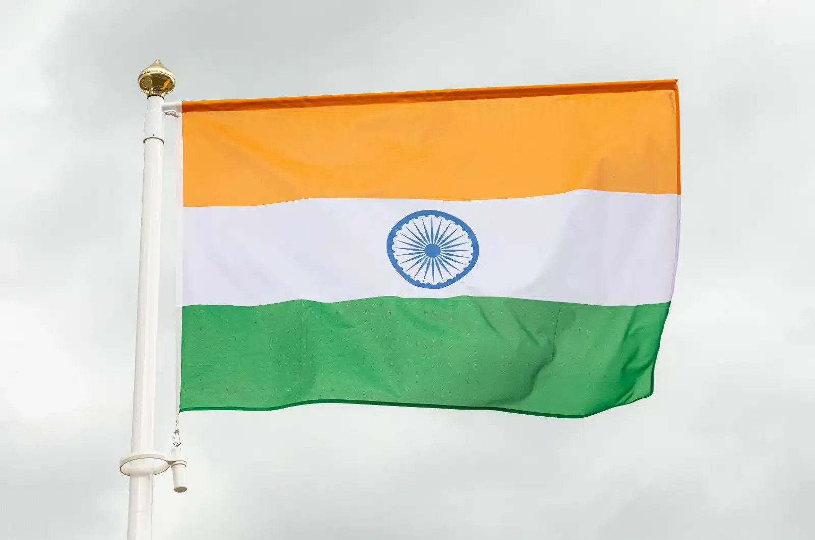 flag of india against cloudy white sky 2023 11 27 05 14 42 utc