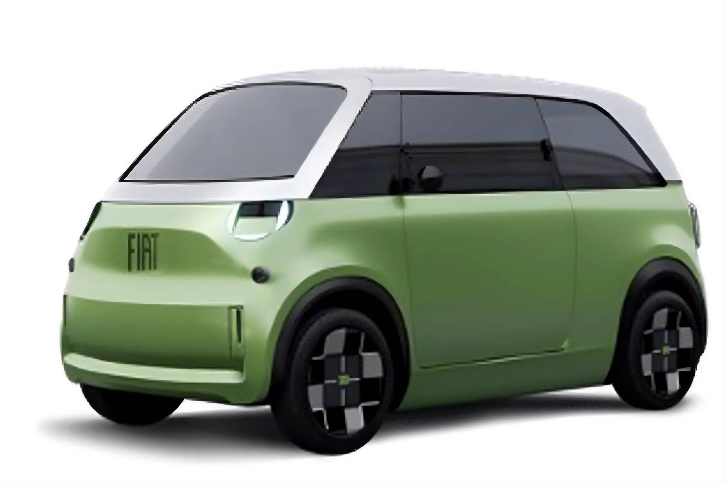 FIAT-Quattrolino di colore verde con tetto bianco