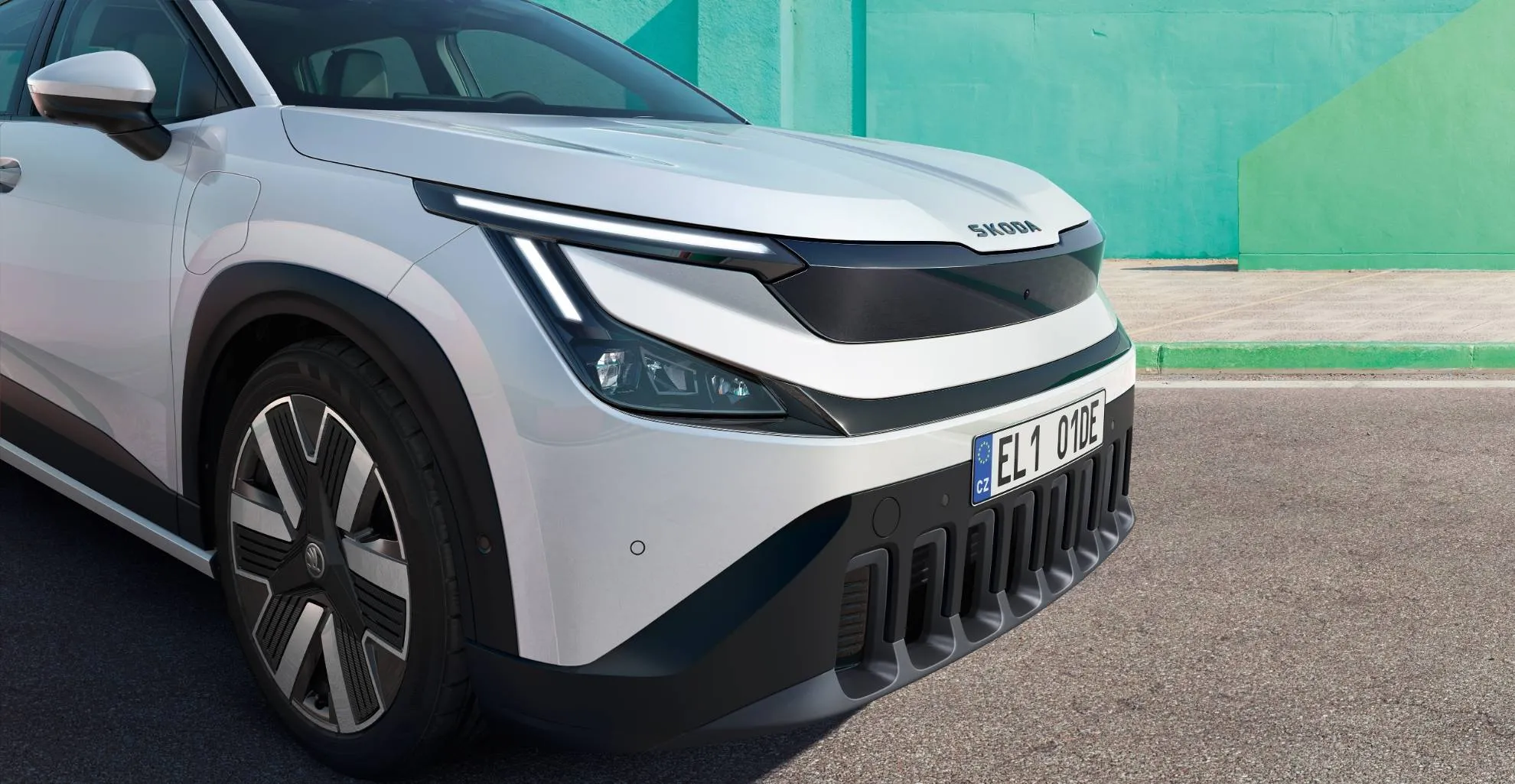 skoda epiq bianca stretta del muso