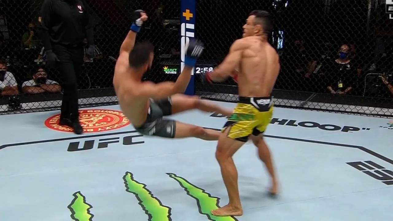 UFC-vechter slaat tegenstander in de lucht knockout