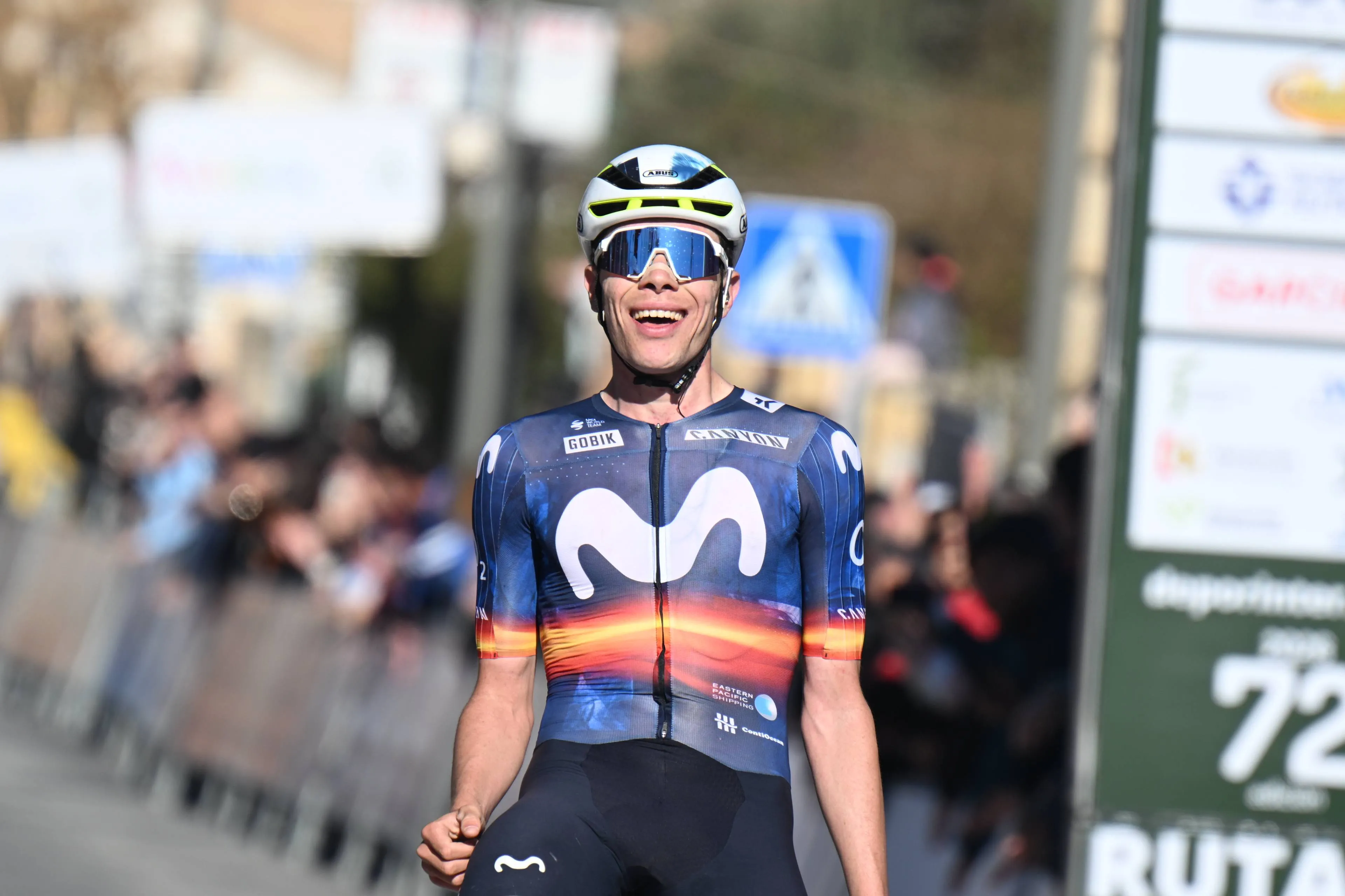 Iván Romeo, con el maillot de campeón de España de Movistar