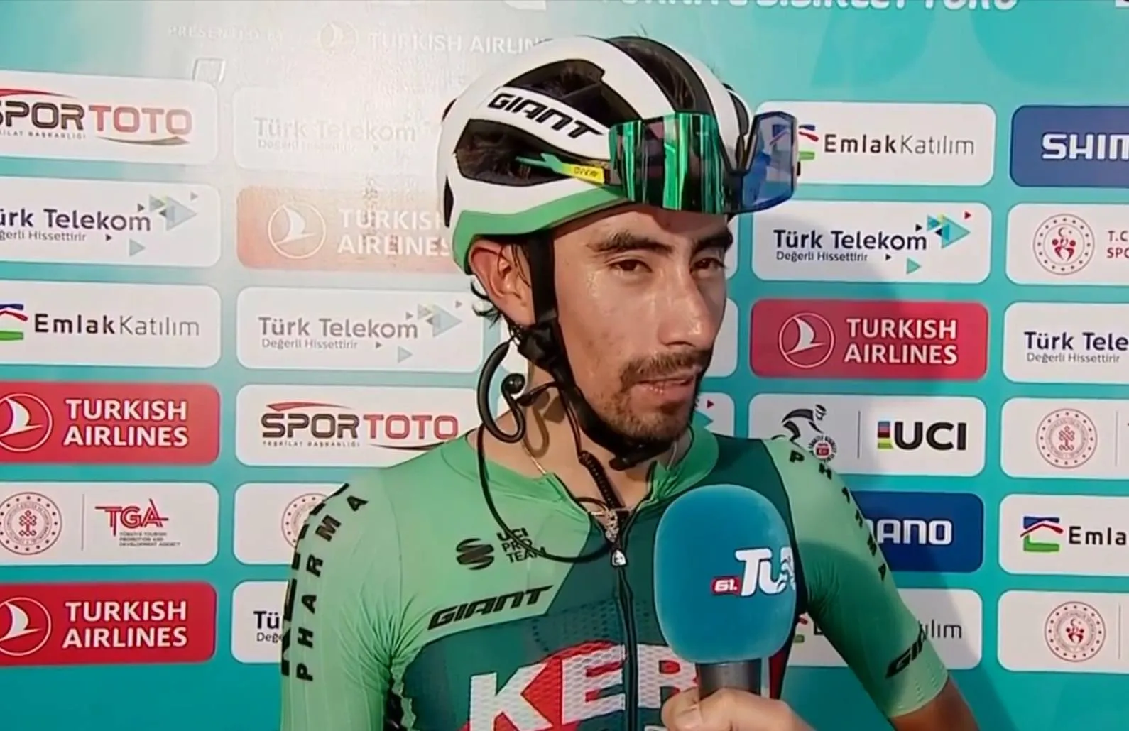 Iván Sosa, tras ganar la etapa 3 de la Vuelta a Turquía 2026.