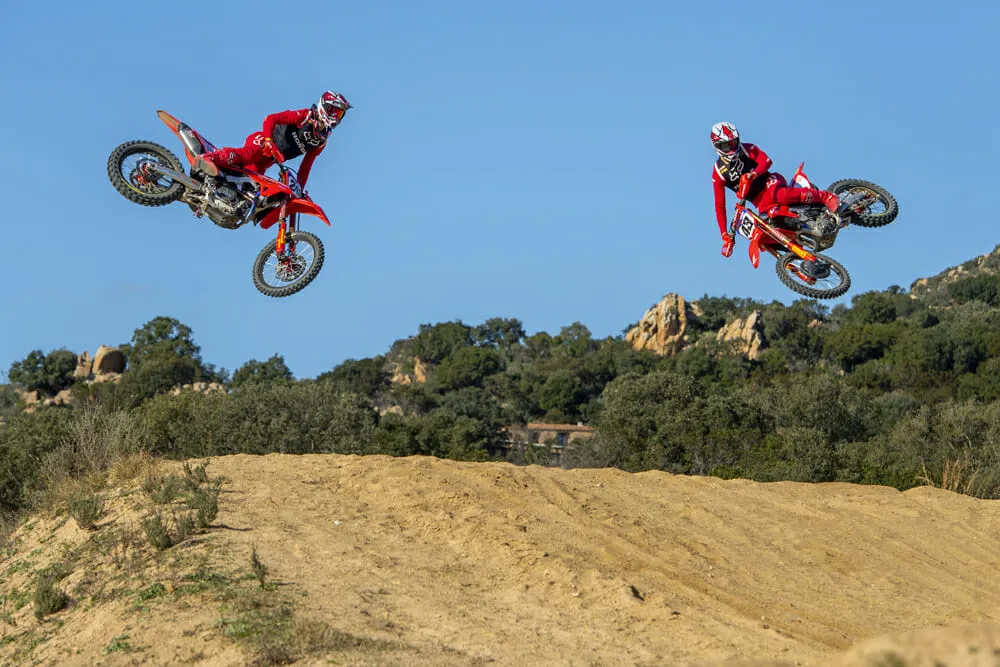 team hrc tim gajser and mitch evans action