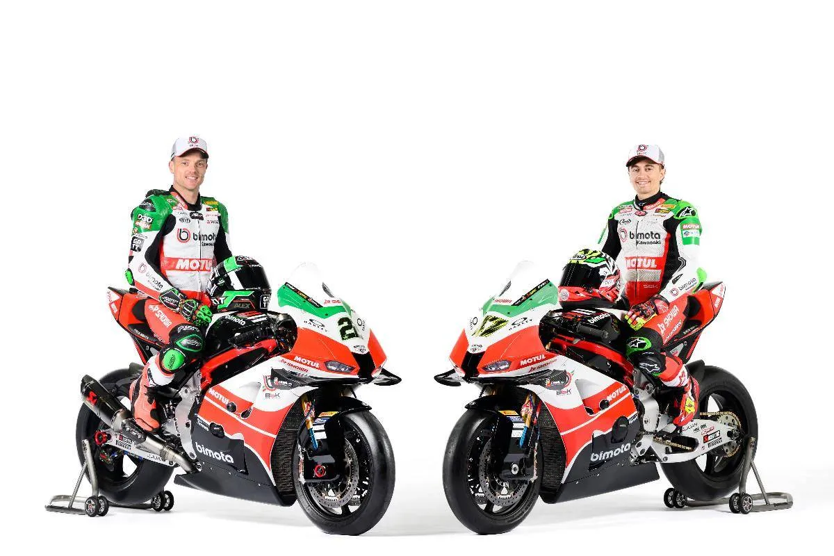 Alex Lowes e Axel Bassani sulle Bimota KB998 Superbike SBK 2026 nel giorno della presentazione del team