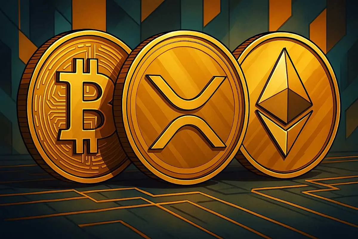 XRP, ETH en BTC koers