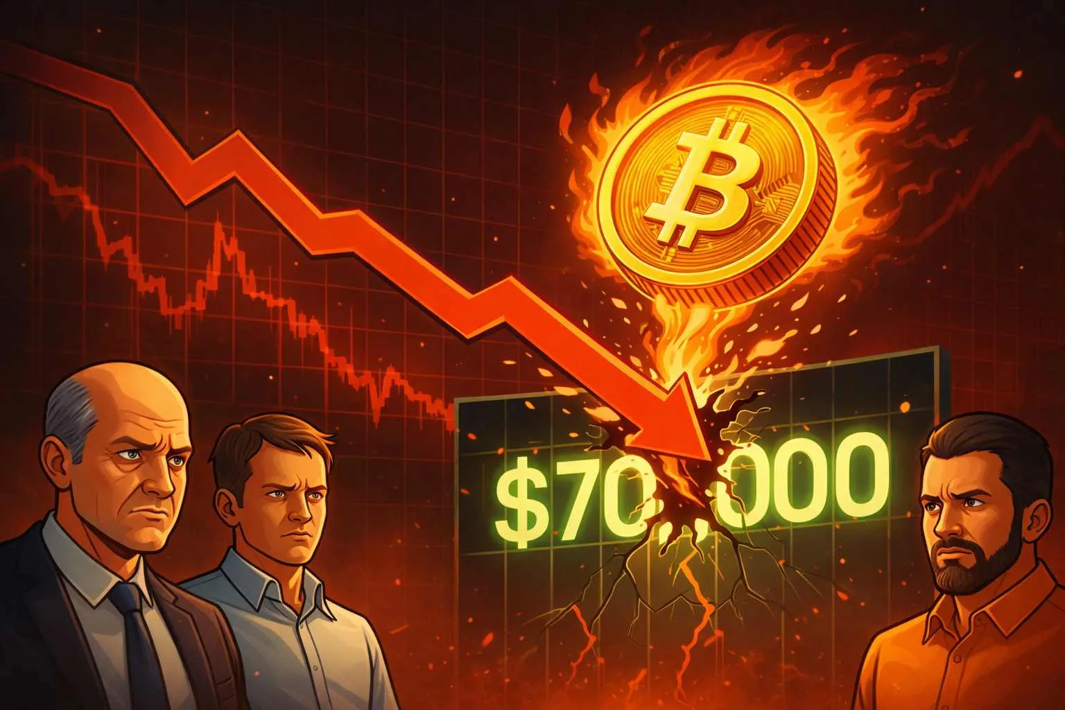 Bitcoin crasht onder $70.000
