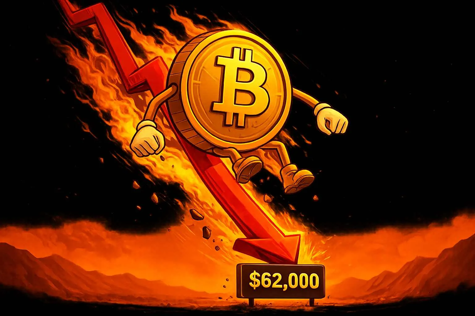 Bitcoin daling $62.000