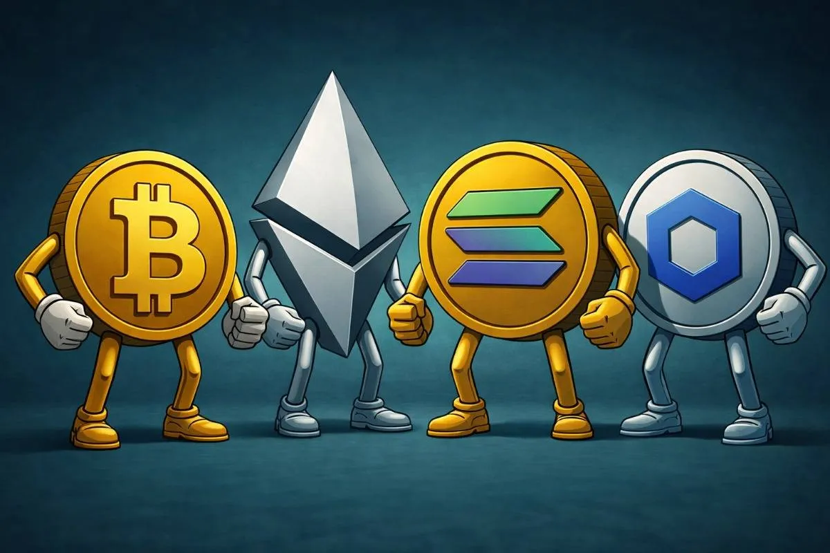 Bitcoin, Ethereum, Solana en Chainlink