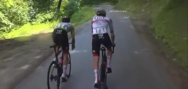 Video: "Fu** these tyres" - Pogacar gets sketchy in wet Slovenian descent