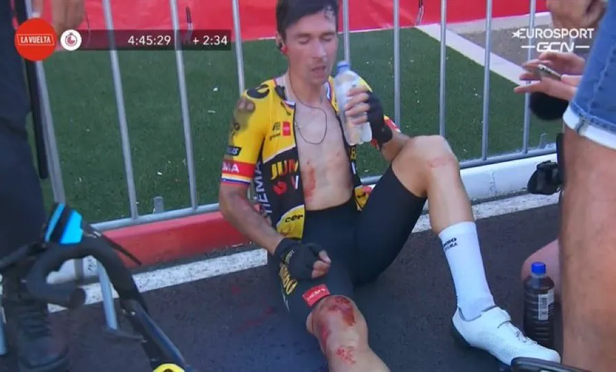 Luck does not favour bravery as Primoz Roglic crashes heavily in Vuelta a Espana sprint