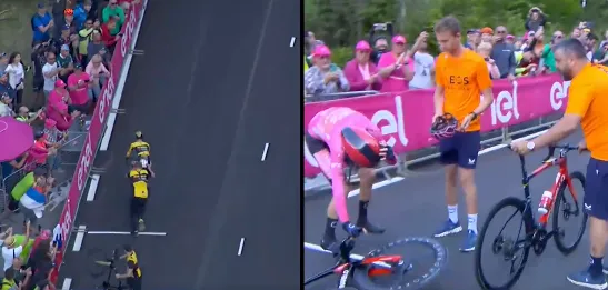 VIDEO: Was this the moment the Giro d'Italia was decided? Geraint Thomas loses 7 seconds to Primoz Roglic changing helmets