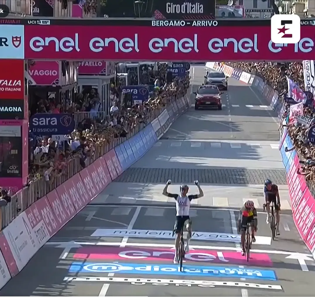 VIDEO: A thrilling finish to stage 15 of the Giro d'Italia sees Brandon McNulty take first Grand Tour stage win
