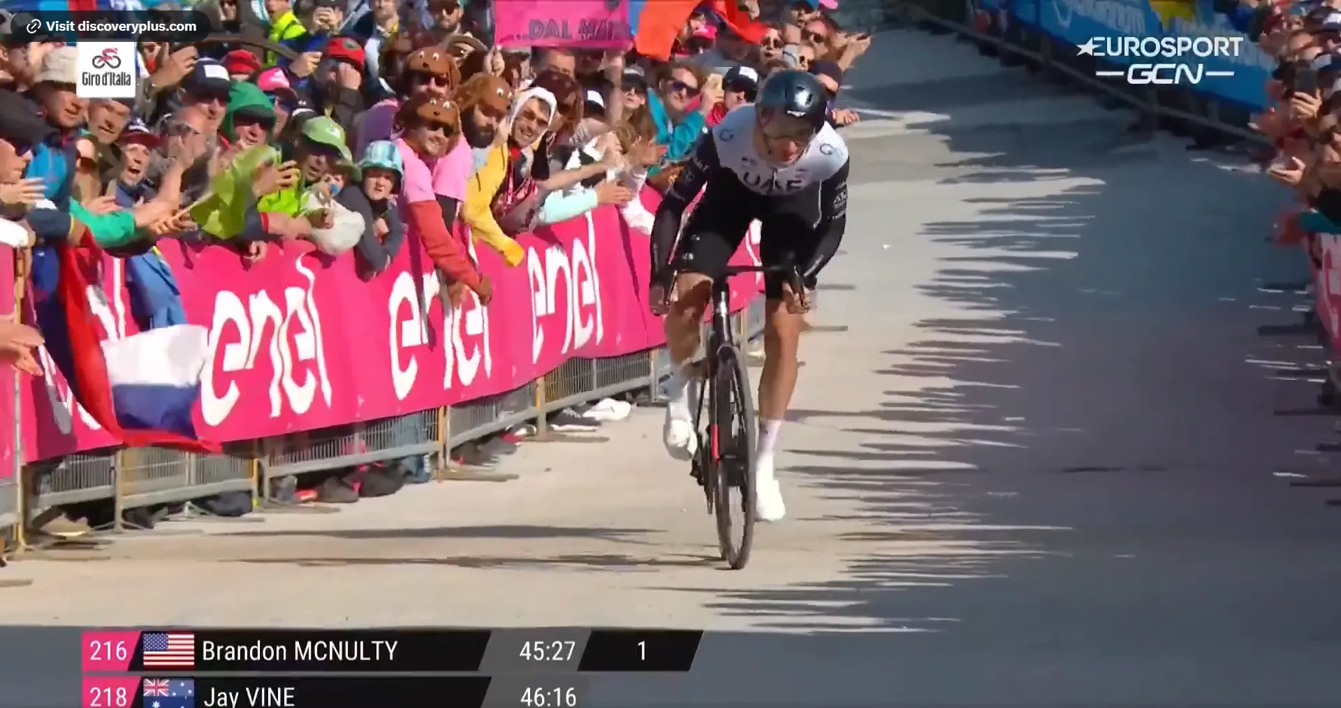 VIDEO: Brandon McNulty sets new fastest time on brutal Giro d'Italia time-trial