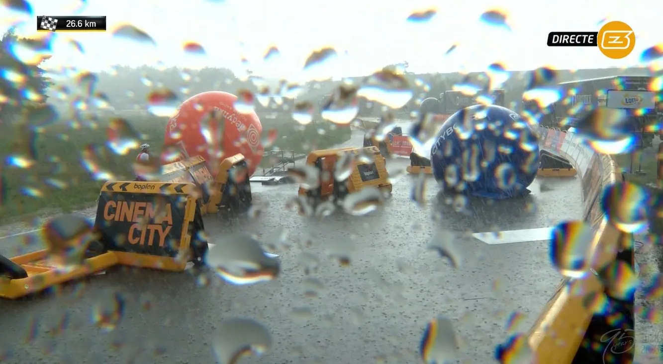 VIDEO: Torrential rain causes havoc at finish line of the Tour de Pologne's opening stage