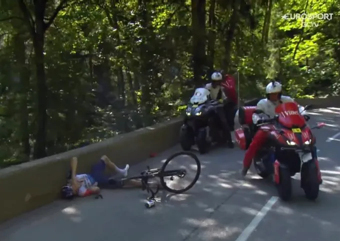 VIDEO: Motorbike crashes into Krists Neilands in terrifying moment