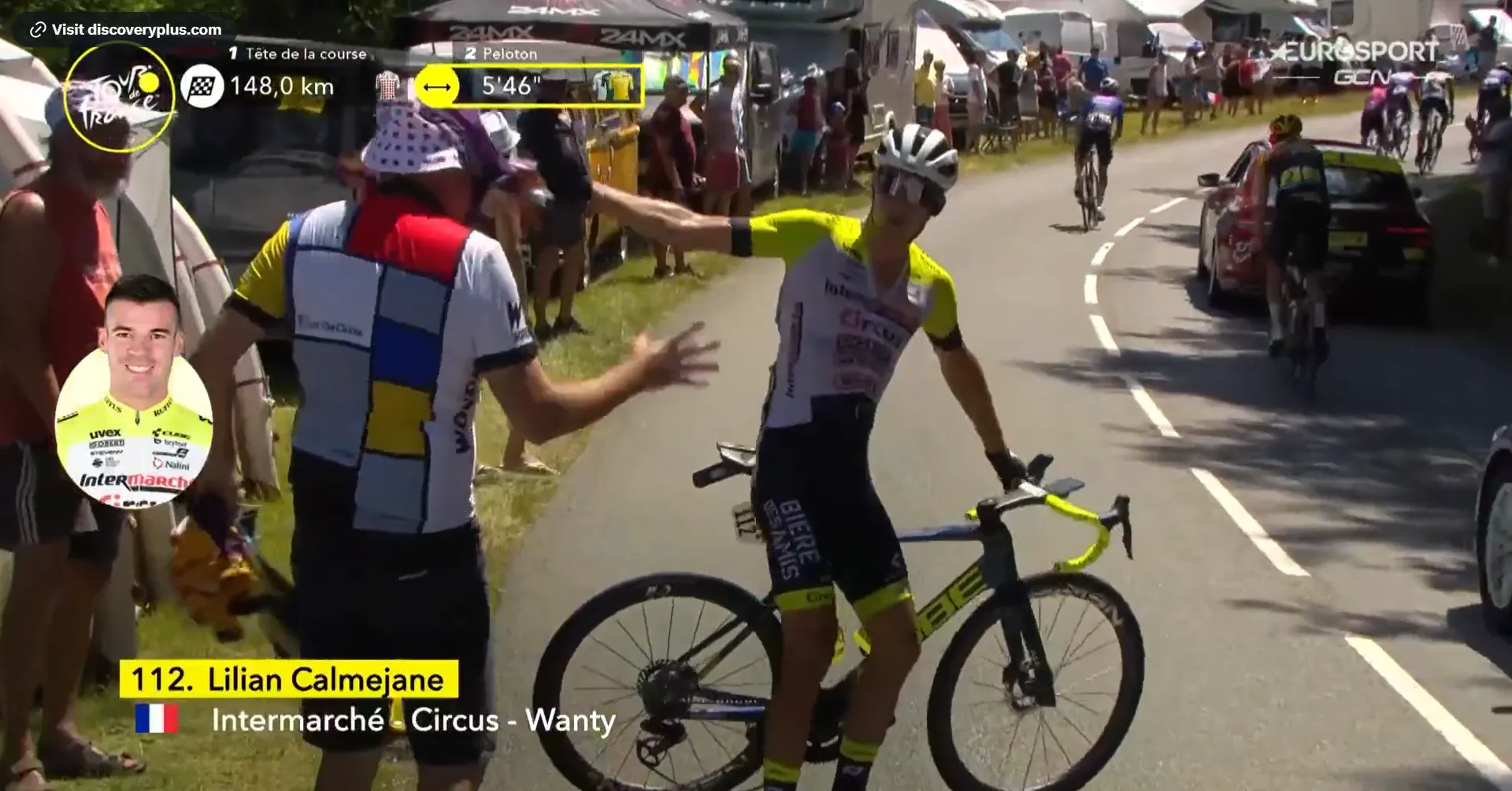 VIDEO: Frustrated Lilian Calmejane brought down by a supporter early on stage 9 at the Tour de France