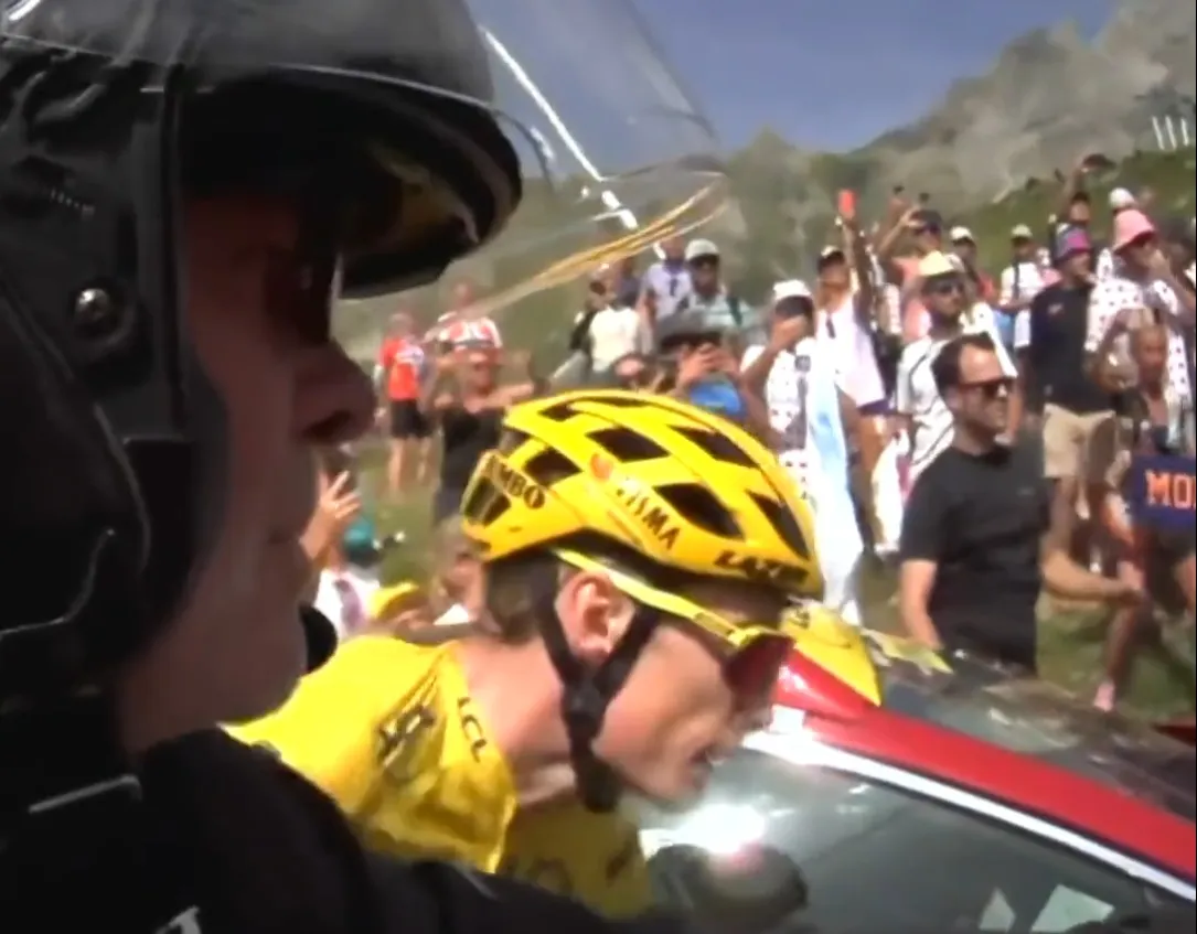VIDEO: NBC captures first-person view of Col de la Loze block chaos and Jonas Vingegaard