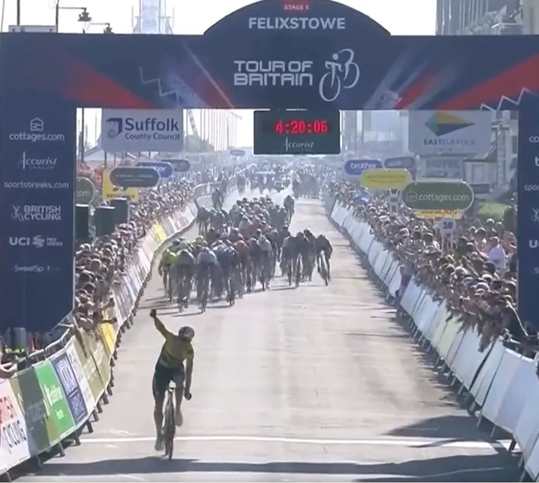 VIDEO: Wout van Aert wins stage 5 of the Tour of Britain with late flyer