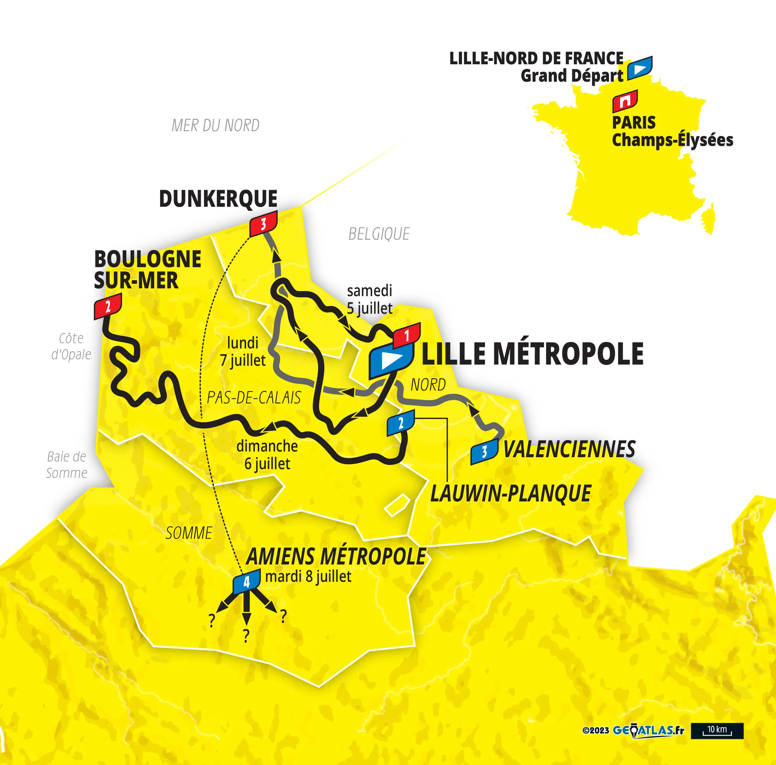 OFFICIAL: 2025 Tour de France starts in Lille; profile of first 3 stages revealed