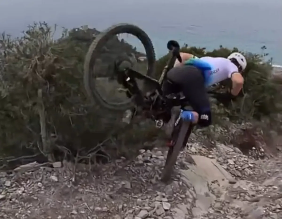 VIDEO: Peter Sagan somersault crashes as he prepares for Mountain BIking season