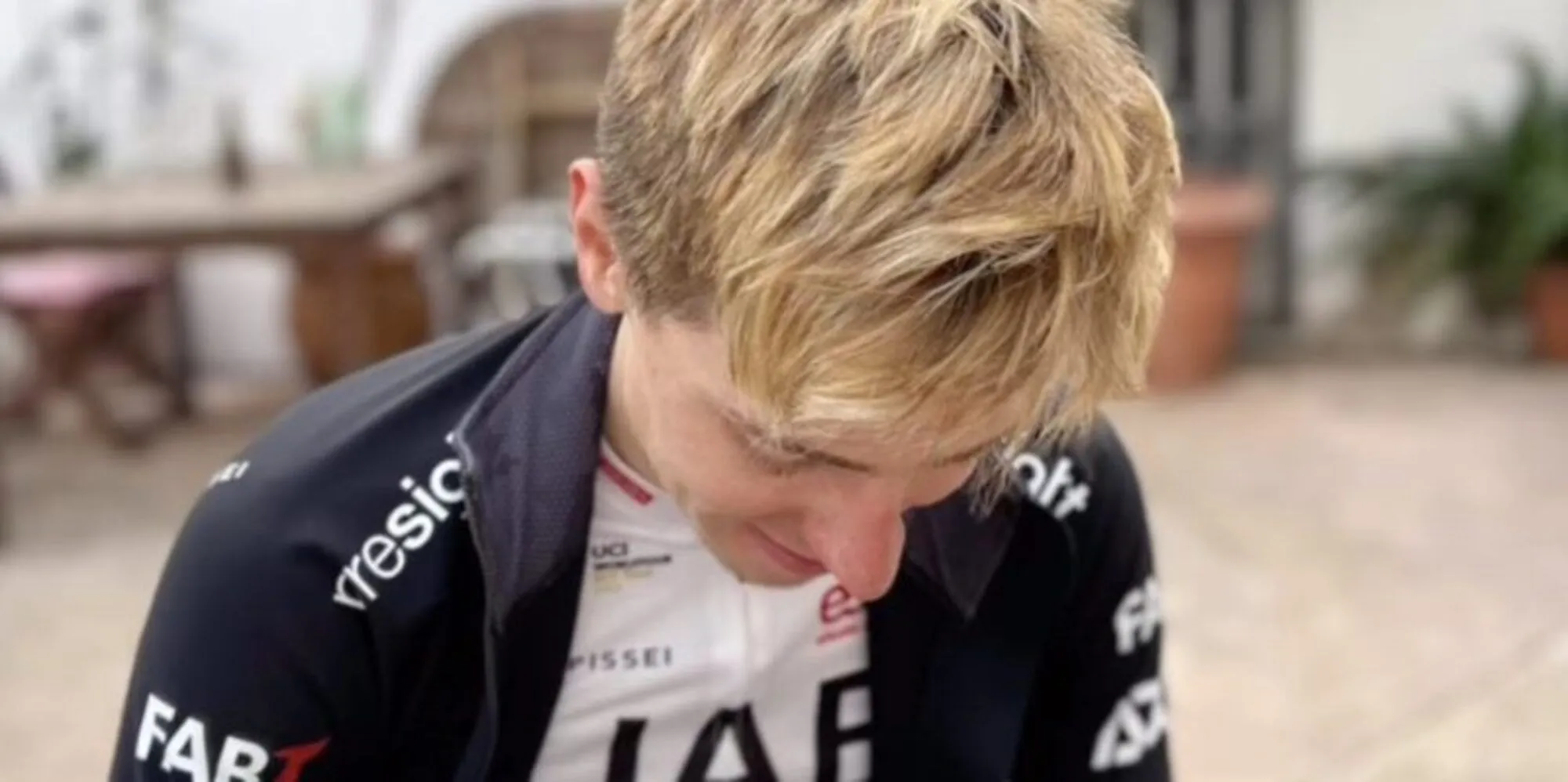 Tadej Pogacar shows off bleach blonde look for 2024