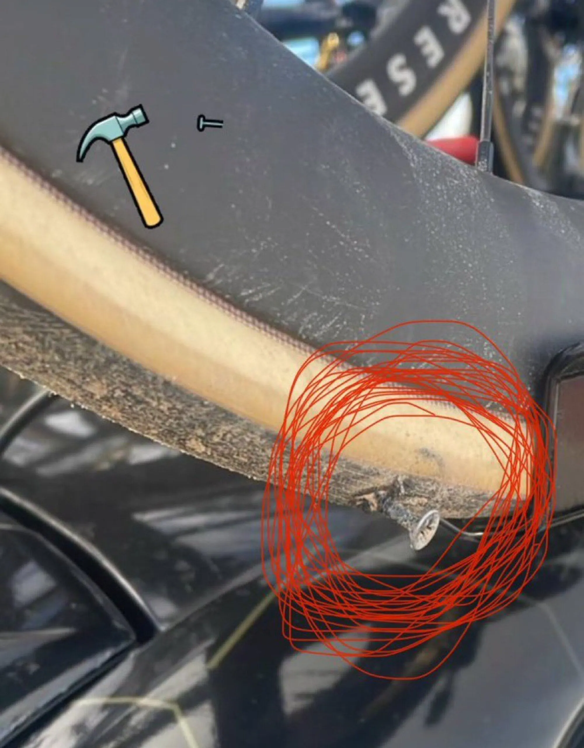 PHOTO: Wout van Aert shows off screw that caused race-ending puncture at Clásica Jaén Paraiso Interior