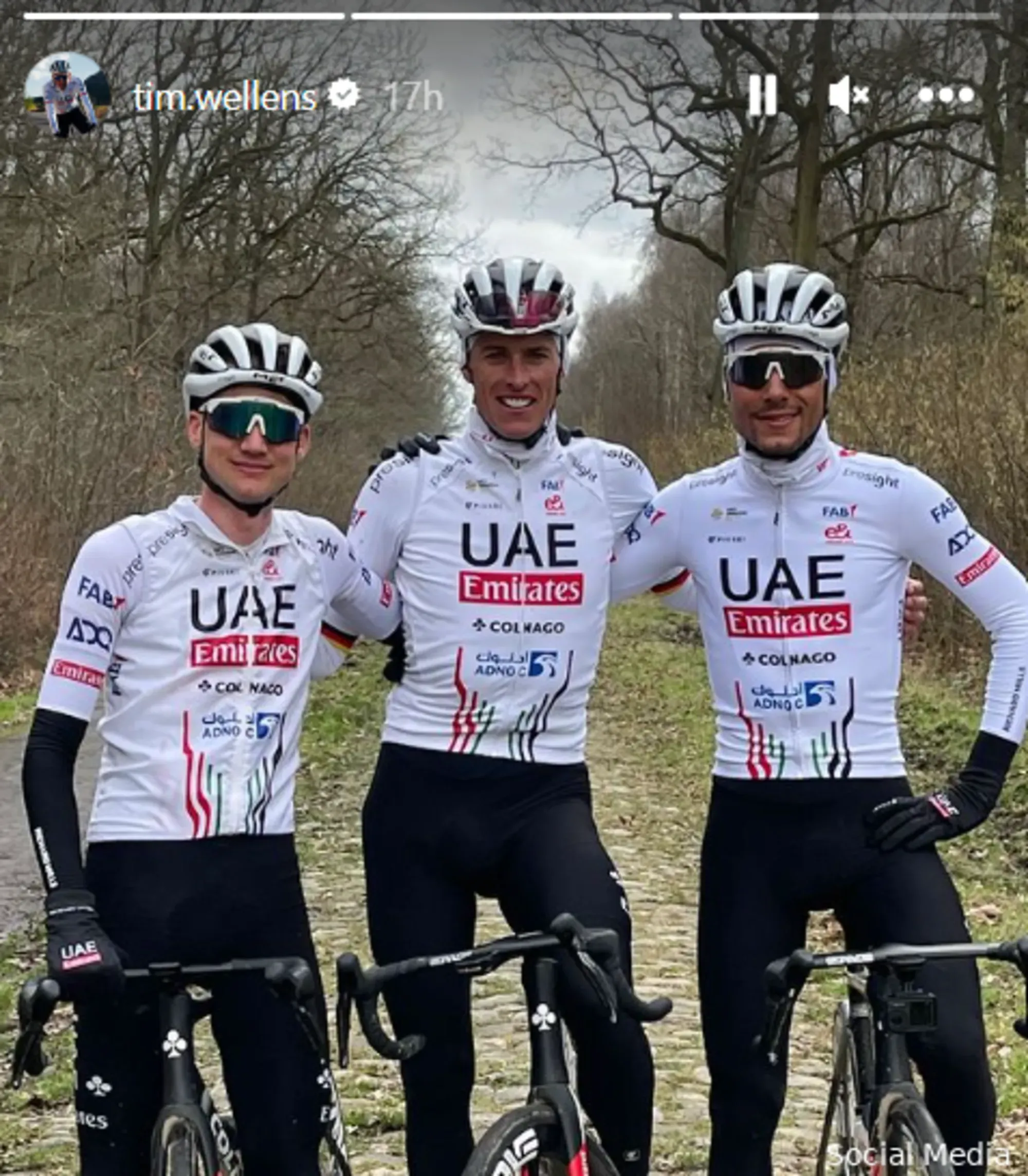 UAE Team Emirates seen doing Paris-Roubaix reconnaissance two months out from cobbled classic