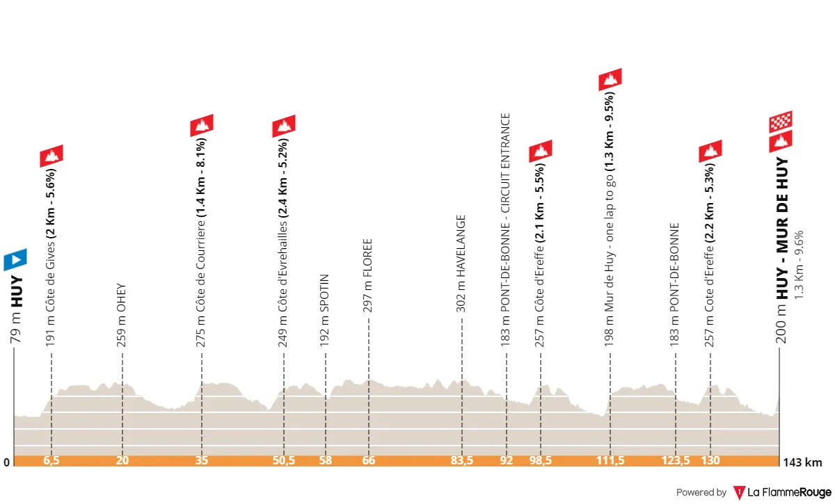 Profile & Route Flèche Wallonne Féminine 2024