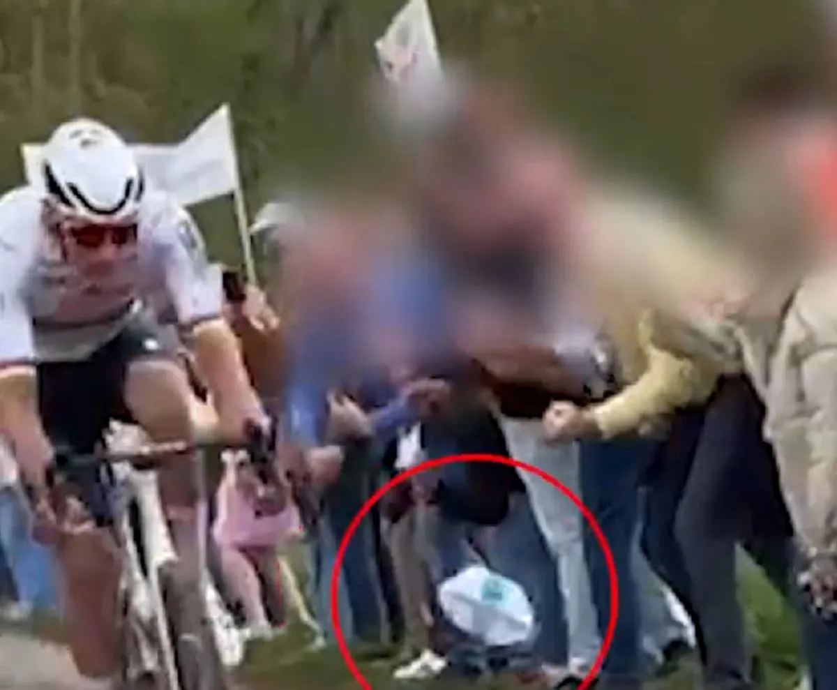 New footage revealed showing Mathieu van der Poel's bike being hit by hat from spectator at Paris-Roubaix