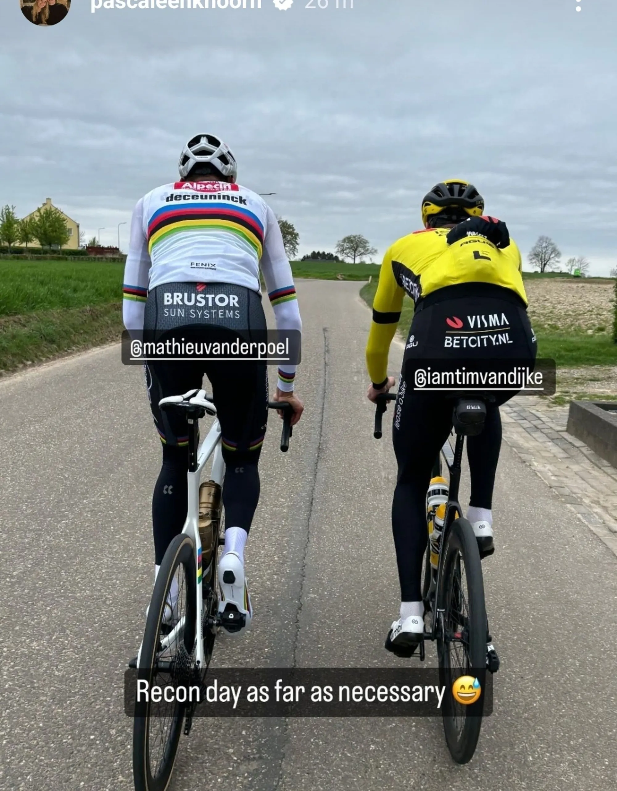 Mathieu van der Poel foi visto a treinar ao lado da revelação da Paris-Roubaix, Tim van Dijke