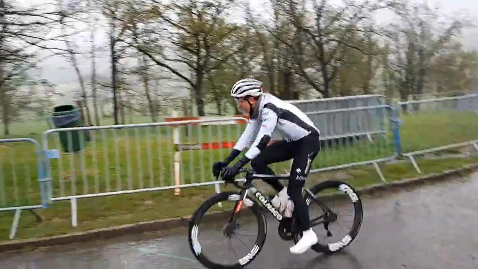 VIDEO: Tadej Pogacar braves the bad weather to scope out Liege-Bastogne-Liege course