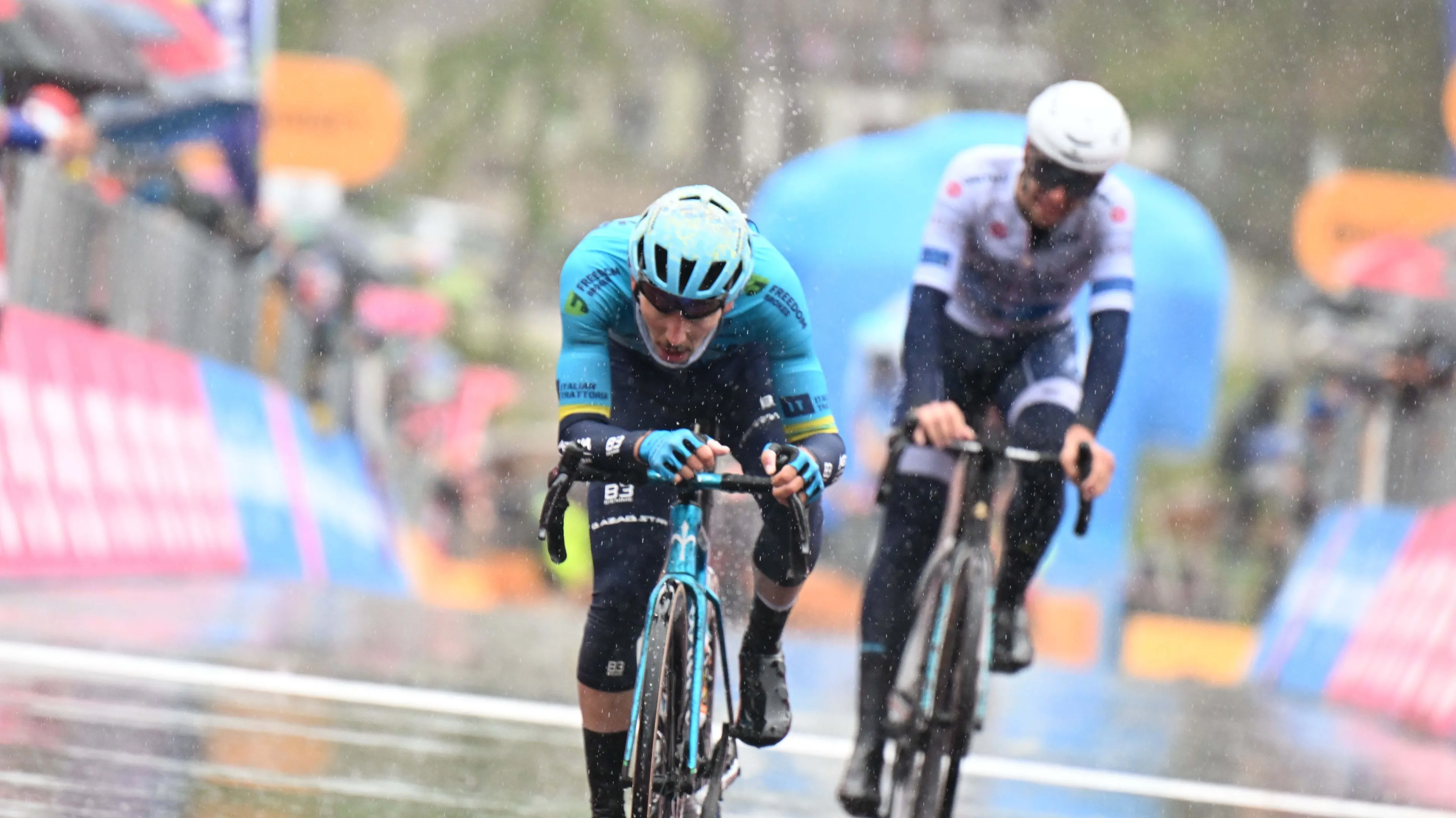 Christian Scaroni, previous main rival to Tadej Pogacar on the Giro's KOM classification, forced to abandon race