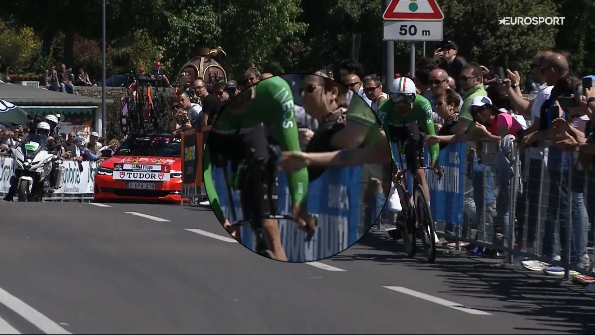 VIDEO: Filippo Ganna struck by overeager fan as he begins Giro d'Italia time-trial