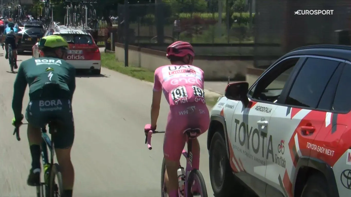 VIDEO: Tadej Pogacar drops back to medical car early on stage 20 of 2024 Giro d'Italia