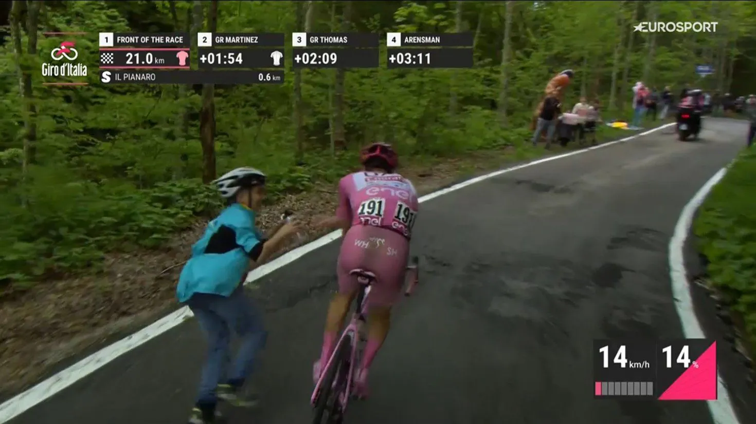VIDEO: Tadej Pogacar spares time to make young fan's day en route to another Giro stage win