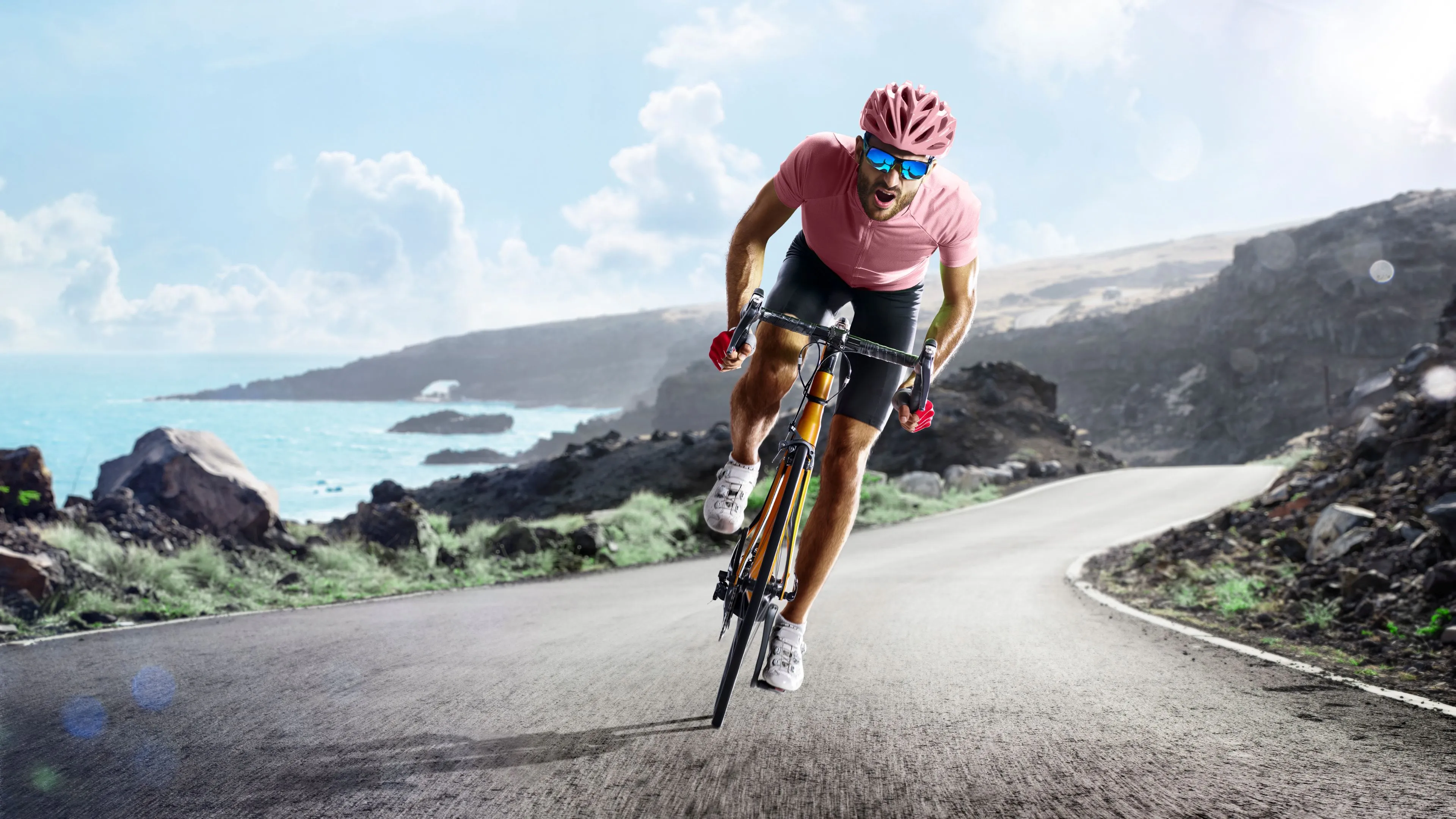 picture cyclist pink