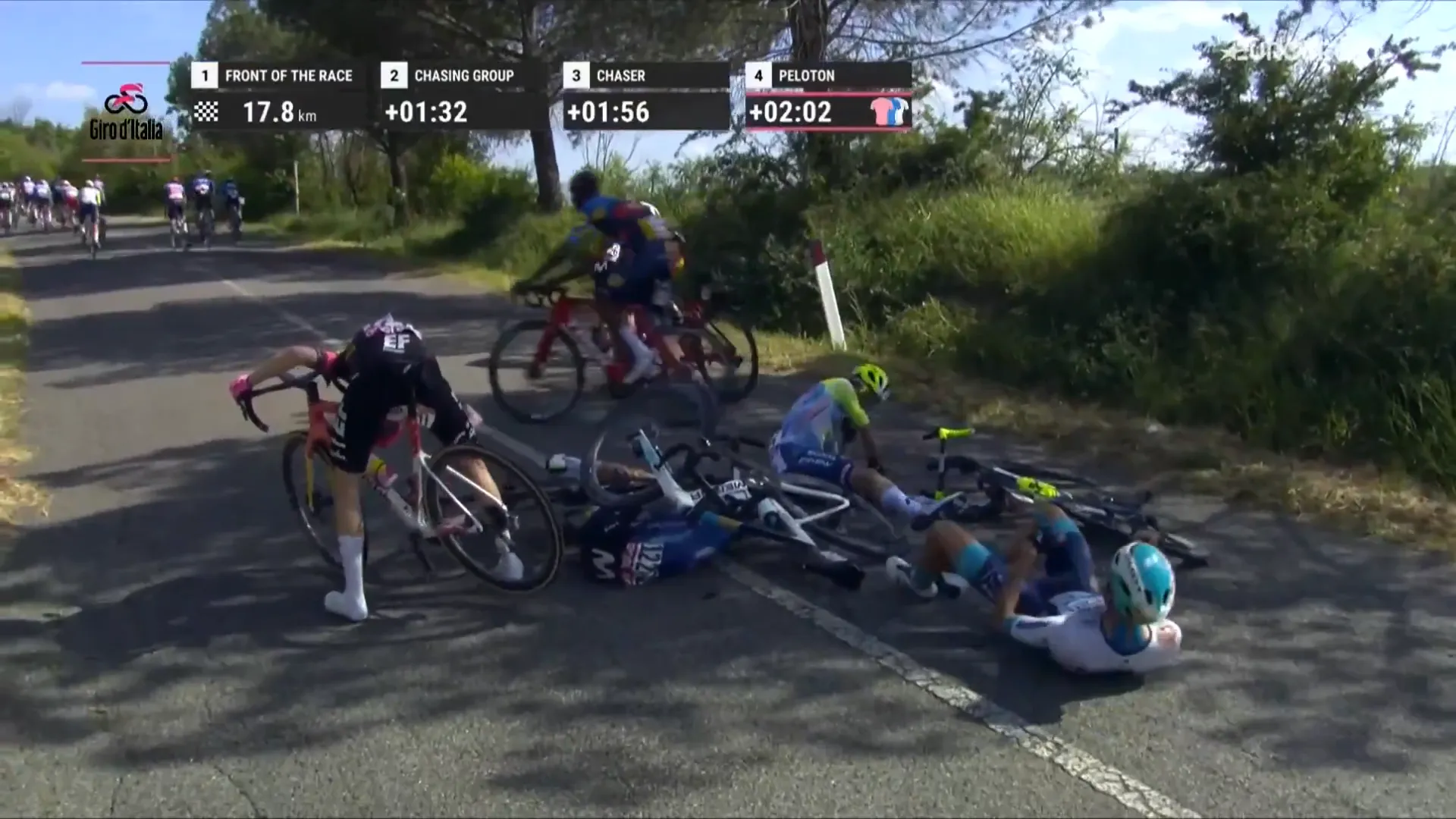 VIDEO: Juan Pedro Lopez among riders to go down in crash on stage 6 of Giro d'Italia