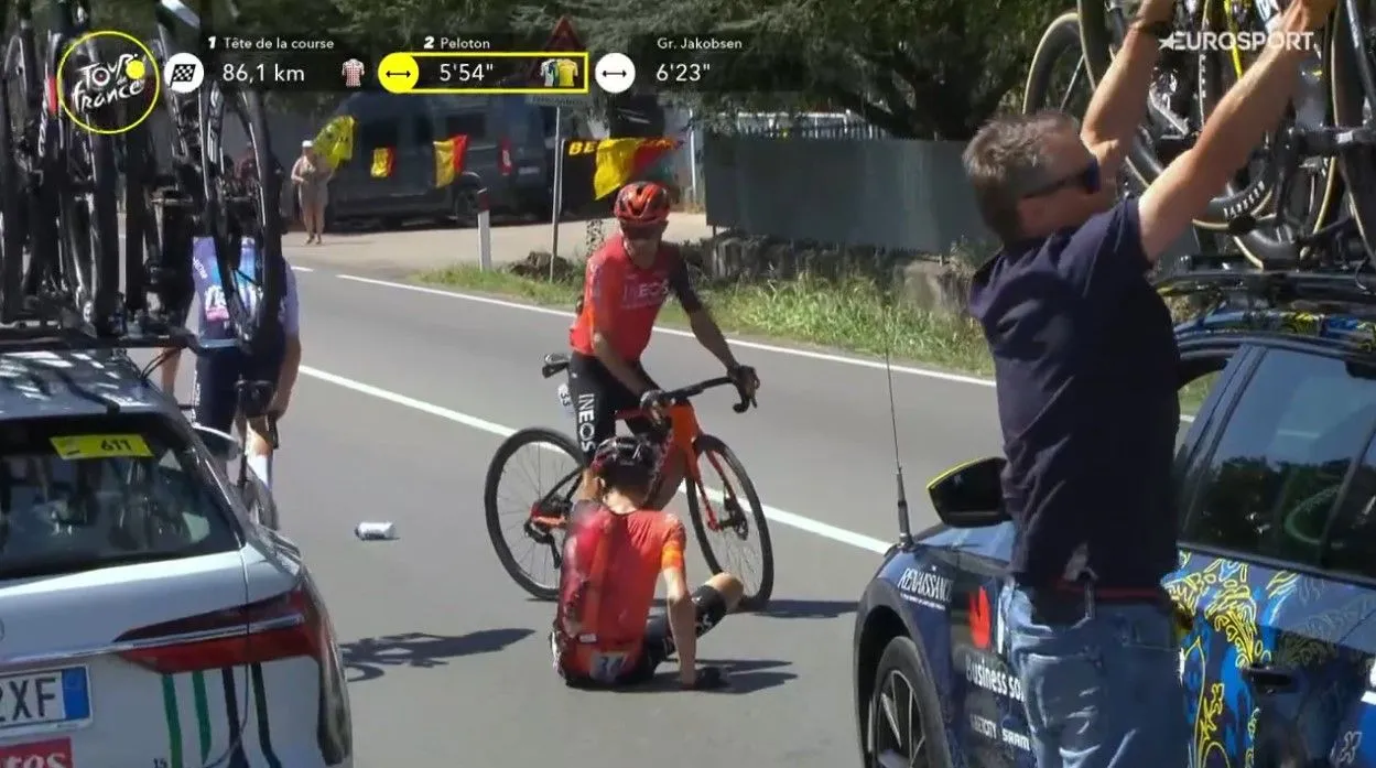 VIDEO: Wout van Aert, Matteo Jorgenson and Laurens De Plus crash ahead of intermediate sprint on stage 2 of 2024 Tour de France