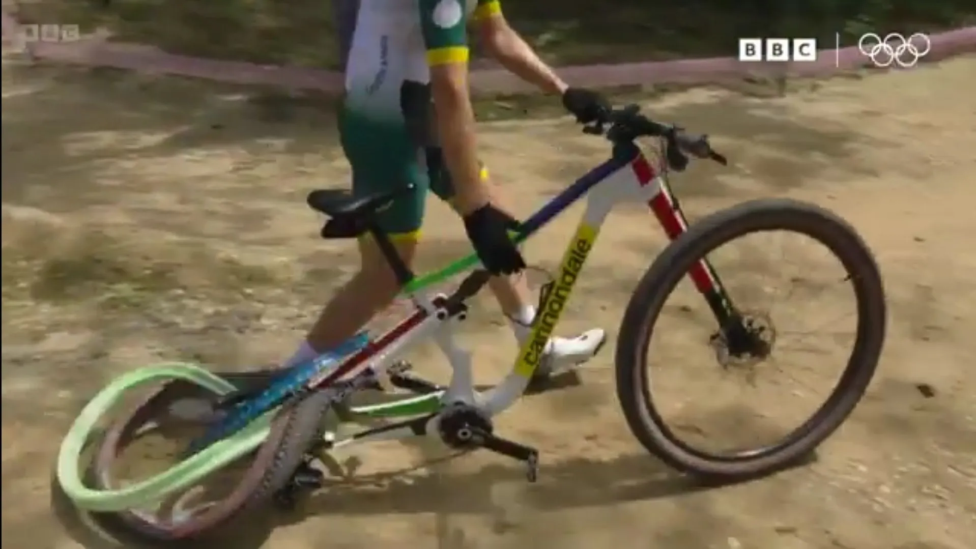 VIDEO: Shocking scenes as Candice Lill's bike completely explodes, ending Olympic mountain bike medal hopes