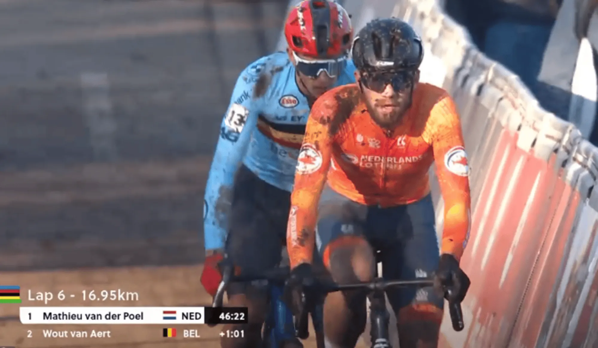 “That was for Mathieu van der Poel" - Joris Nieuwenhuis crosses the line applauding, despite missing out on CX World Championship podium